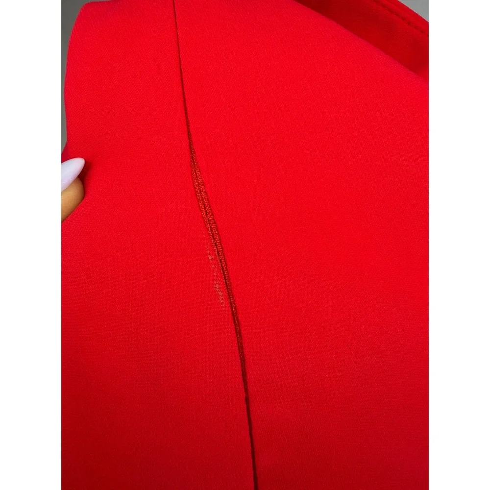 Amanda Uprichard Dress Women Petite P Red‎ Choker Neck High Low Mermaid Midi